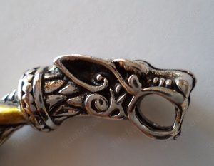 Wikinger Doppelwolf Kopf Manschettenarmband - Nordische Herren Edelstahl Verstellbarer Twist Fenrir  Bild 2