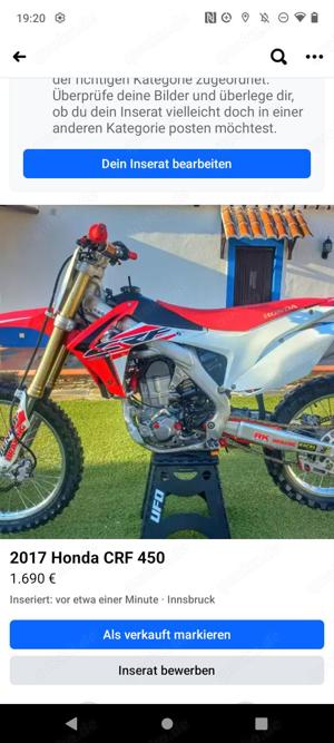 Verkauf Honda Crf 450