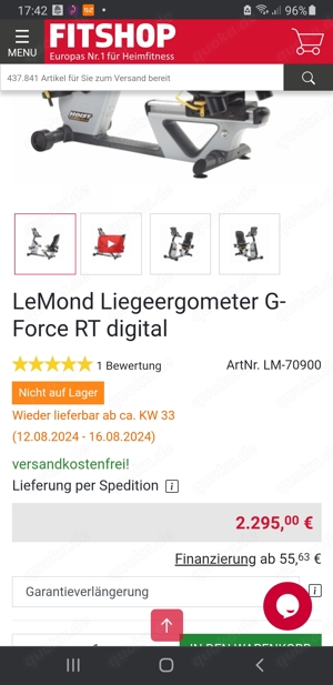 Liegeergometer LeMond G-Force RT digital