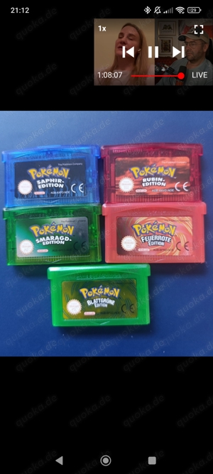 Pokemon Reproduktionen Spiele GBA Gameboy Advance Feuerrot, Saphir, Smaragd, Blattgrün, Rubin,