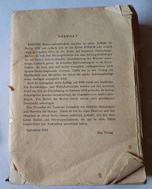 Buch "Knaurs Konversations Lexikon" vom September 1951 (ohne Schutzumschlag) sehr alt, antik, RETRO