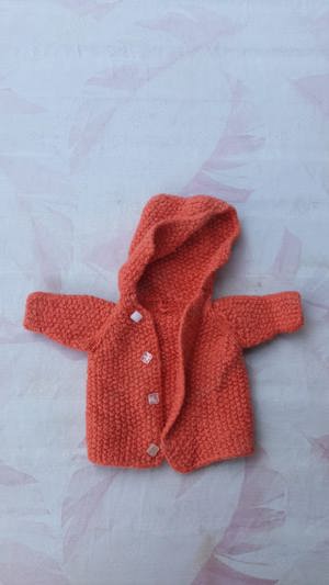 Puppenkleidung * Jacke mit Kapuze * rot-orange