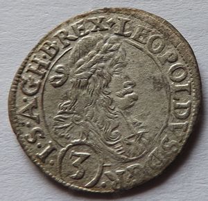 Leopold I. silber 3 Kreuzer St. Veit mint 1680 IR 1,46gr 2cm Bild 3