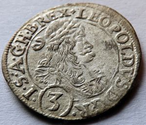 Leopold I. silber 3 Kreuzer St. Veit mint 1680 IR 1,46gr 2cm Bild 5