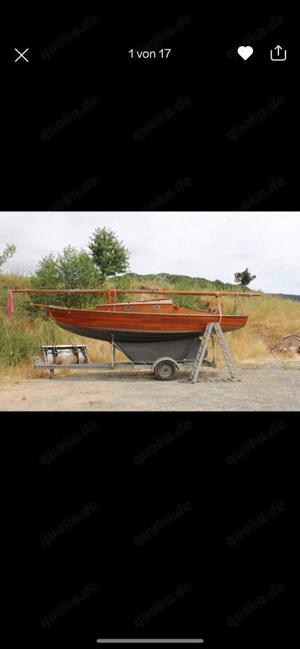 Holzsegelboot mit Hafen Trailer und Segel zu verkaufen