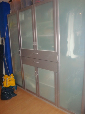 2x Kleiderschrank B 2,25 x T 68 x H 2,15 silber + Glas