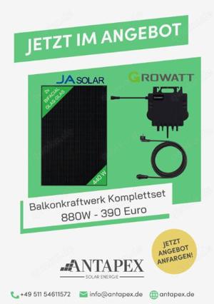 PV Balkonkraftwerk JA Solar Glas-Glas 880W Bifacial Growatt