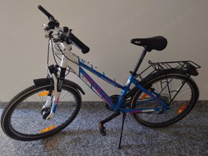 Trekkingfahrrad Mädchen (8 bis 12 Jahre) - 21 Gänge - blau weiß