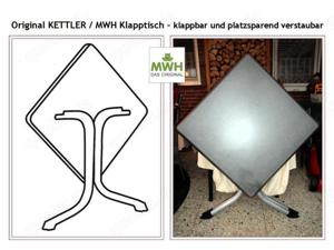 Set: KETTLER Klapptisch + 2 Hochlehner-Klappsessel + Hochlehner-Polsterauflagen, gebraucht. Bild 8