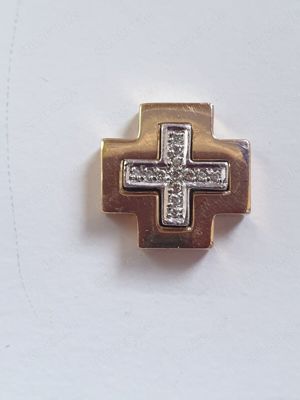 CHRIST KREUZ ANHÄNGER mit Brillanten Ca.0,50 Ct In 585er bicolor Bild 5