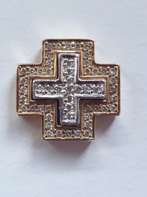 CHRIST KREUZ ANHÄNGER mit Brillanten Ca.0,50 Ct In 585er bicolor