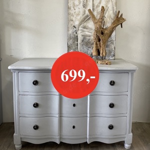 Landhauskommode Wäschekommode Sideboard hellgrau Schubladen B 130 cm T 59 H 90 cm REDUZIERT