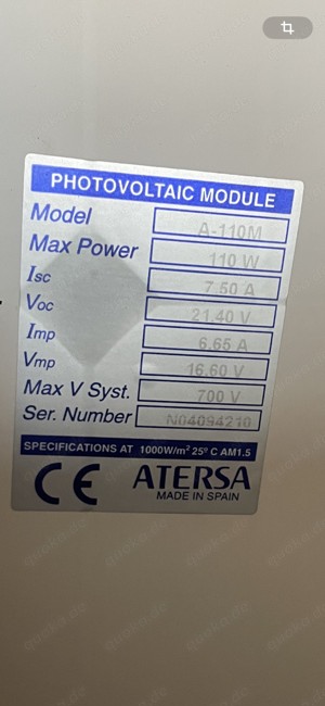 Gebrauchte PV-Module mit Dachbefestigungsschienen (Photovoltaik - Solar)