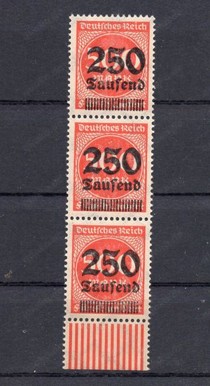 (0071) Deutsches Reich 2x 296 III im 3-Streifen postfrisch