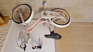 Kinderfahrrad Mädchen,14 Zoll,rosa,Korb,+ Stützräder