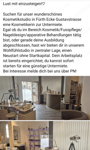 Kosmetikstudio zur Untermiete