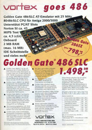 Vortex Golden Gate 386SX 25 Bridgeboard - AT Emulator Card for Amiga 2000 3000