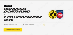 2 x BVB Borussia Dortmund 1. FC Heidenheim Tickets Sitzplätze nebeneinander Nordtribüne