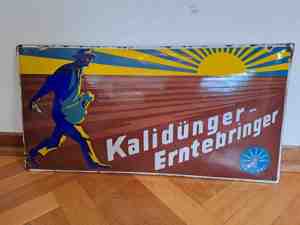 Altes original Emailschild Kalidünger Erntebringer, enamel sign, 30er, Art déco