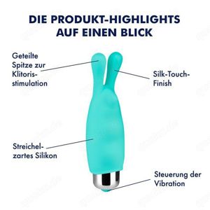 Vibrator Bunny-Bullet aus Silikon, 7,5 cm Türkis Neu unbenutzt OVP!!!