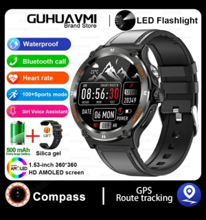 2024neu für Huawei Xiaomi Kompass GPS Track Smart Watch Männer 1.53 "HD Amoled Bildschirm Bluetooth 