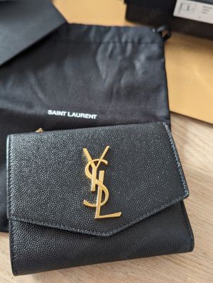 YSL Saint Laurent Portmonee Geldbörse Uptown Grain De Poudre Prägung Schwarz Bild 2