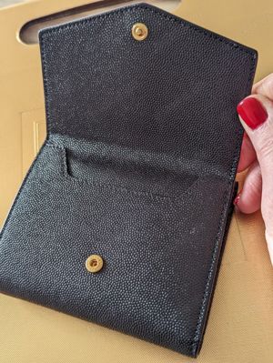 YSL Saint Laurent Portmonee Geldbörse Uptown Grain De Poudre Prägung Schwarz Bild 9