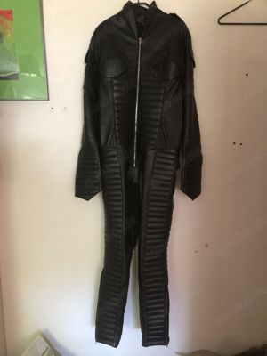 echt leder overall, Gepolstert, Schwarz, Schnürung, Gebraucht, Gr.50 Dt 44 46,