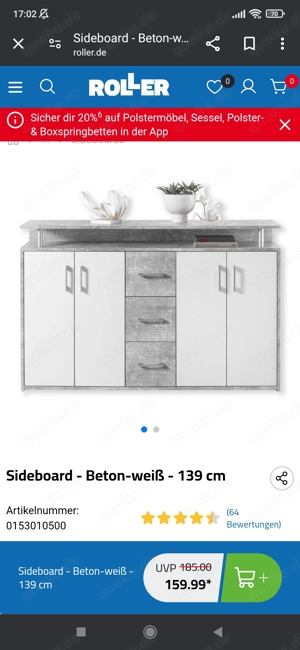 Sideboard weiss betonfarbig