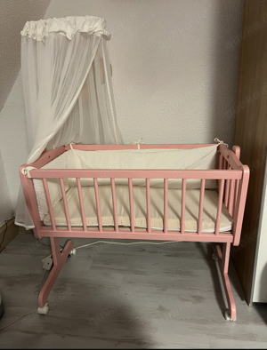 Beistellbett rosa mit glitzereffekt