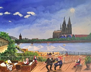 Kölner Originale am Rheinufer Acryl