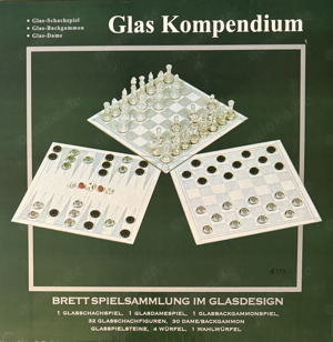 2 x Glaskompendium : GlasSchachspiel - GlasDamespiel - GlasBackgammon - Neu von Privat