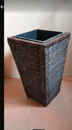 Ratan Übertopf Höhe 52 cm mit Zink Innentopf