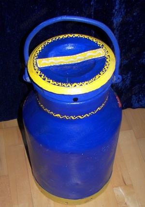 große vintage Milchkanne ca. 52 cm hoch, handbemalt u. mit Deckel Bild 7