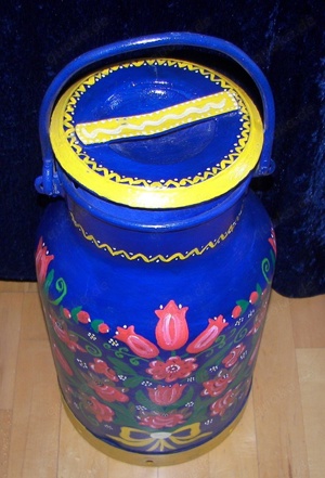 große vintage Milchkanne ca. 52 cm hoch, handbemalt u. mit Deckel Bild 5