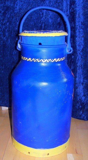 große vintage Milchkanne ca. 52 cm hoch, handbemalt u. mit Deckel Bild 6