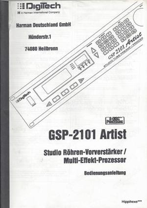 Bedienungsanleitung deutsch für DigiTech GSP 2101 Artist Owner's Manual  Gitarren  Bild 2