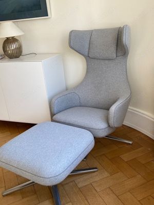 Vitra Grand Repos Sessel & Ottoman, in kieselgrau, sehr guter Zustand