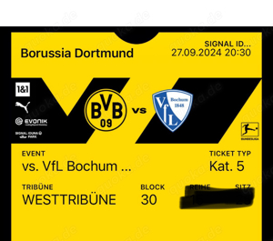 2-6 Top Tickets Borussia Dortmund BVB-Bochum; Westtribüne