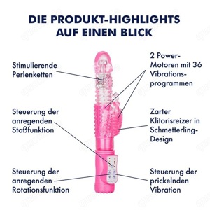 Stoßender Perlen vibrator, 26 cm  Rosa