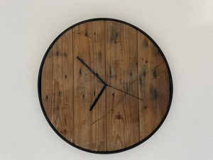   Wanduhr aus Metall und Holz, Altholz -Schwarz Matt,   39,5cm  