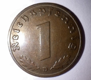 1 Reichspfennig 1938  D  Kursmünze Deutsches Reich 3. Reich