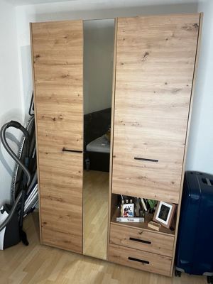 Kleiderschrank mit Spiegel (Eiche Artisan, 127,5 205,5 54 cm)