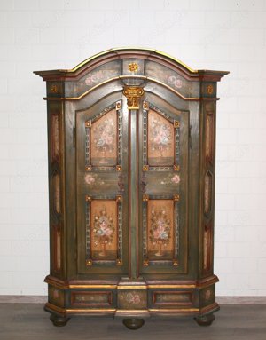 Bauernschrank (Nr.681) Rosenschrank Rahmer Handbemalt Massivholz Bild 2