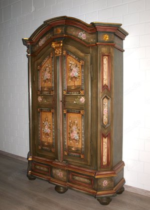 Bauernschrank (Nr.681) Rosenschrank Rahmer Handbemalt Massivholz Bild 4