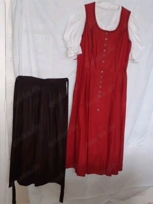 Dirndl Rot mit Bluse und Schürze. Gr. 42