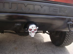 Totenkopf AHK Abdeckung Augen leuchten , Bremse oder Licht  mit US 4 Pol Stecker  mit 7 oder 13 Pol  Bild 3