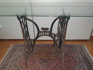 PFAFF Gussgestell mit Glasplatte Tisch Jugendstil ca. 1910 Antik!