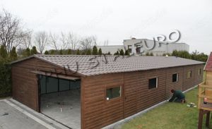 6x15 Blechgarage Geräthaus Satteldach mit Dachziegeln bedeckt