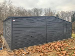 Blechgarage Geräthaus 8x6 Trapezblech wählbare Farbe Transport Montage